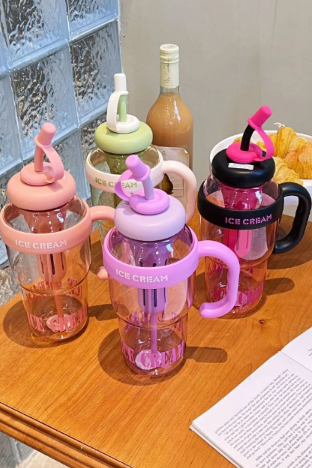 1200ML Large Capacity Water Glass Bottle with Straw and Extra Tea Infuser Summer Plastic Cup  Article No 6773 S 395