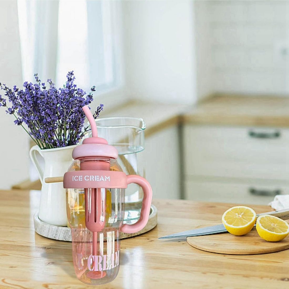 1200ML Large Capacity Water Glass Bottle with Straw and Extra Tea Infuser Summer Plastic Cup  Article No 6773 S 395