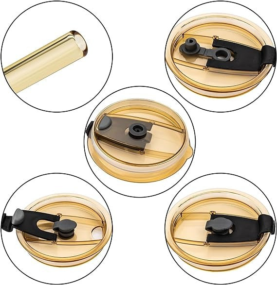 Mug with Straw/Lid/Leather Protective Sleeve, Wide Mouth Smoothies Cup Leakproof Cups, for Iced Coffee Juices Article No 1279 S 130