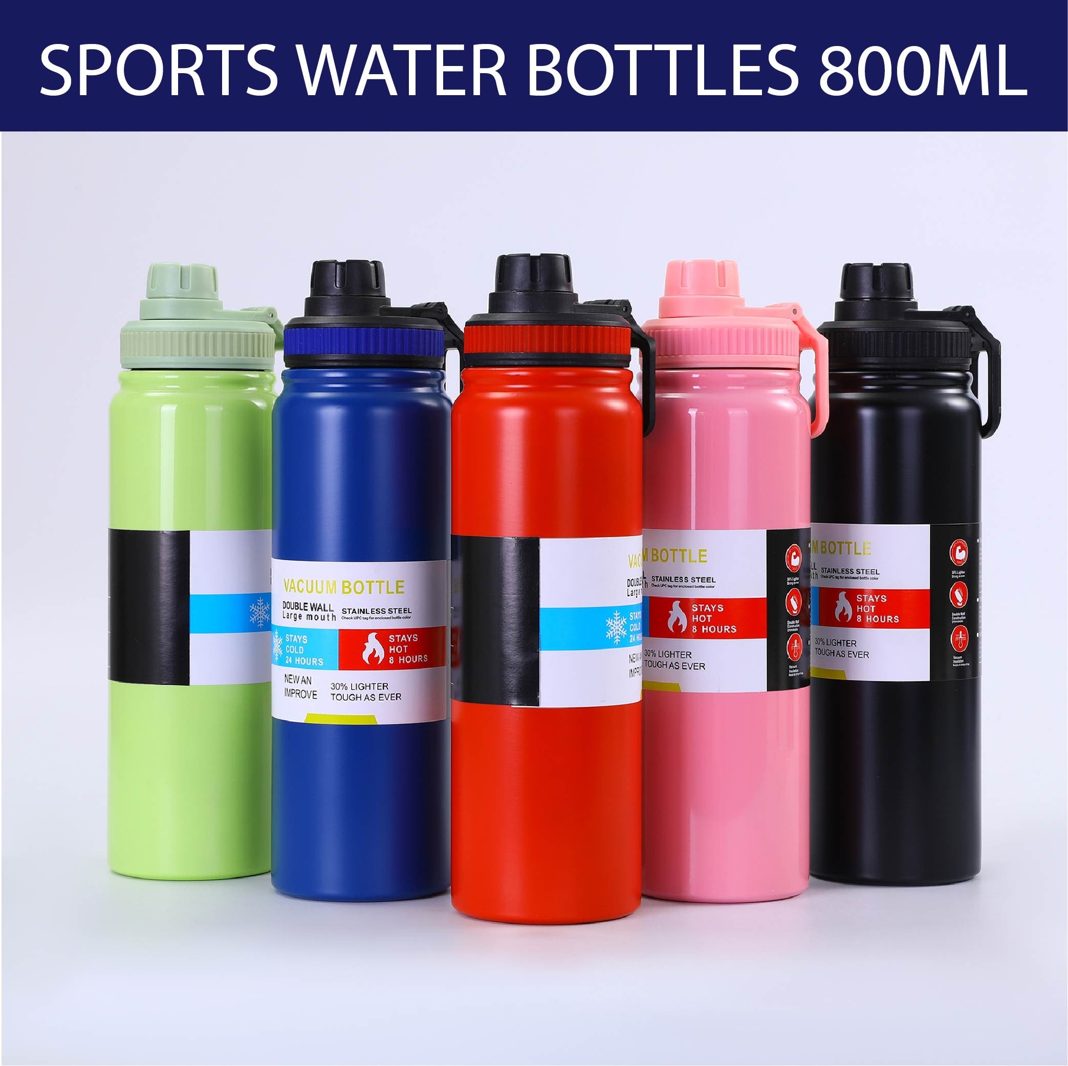 800ml Thermos Bottle - Water Bottle for Girls & Boys - Stainless Steel Water Bottle Hot And Cold Water Bottle With Thermos Flask Vacuum Article No 3791 S 445