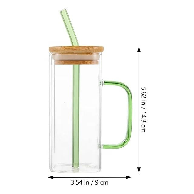 385 ml Lightweight, Heat-Proof Glass Tumbler with Straw & Handle - Eco-Friendly Lid - Perfect for Coffee, Tea, Juice Article No 687 S 175