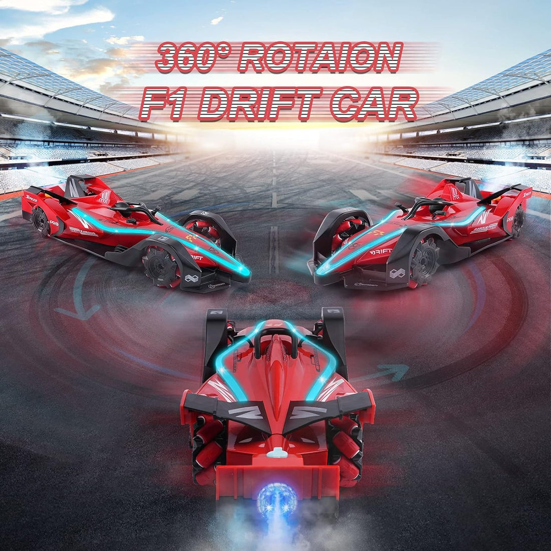 F1 R/C Rechargeable Smoke Emitting 360° Twisting Traverse Off-Road All-Terrain Drift Stunt with Lights & Music, Rechargeable  Article No 3621 S 1695