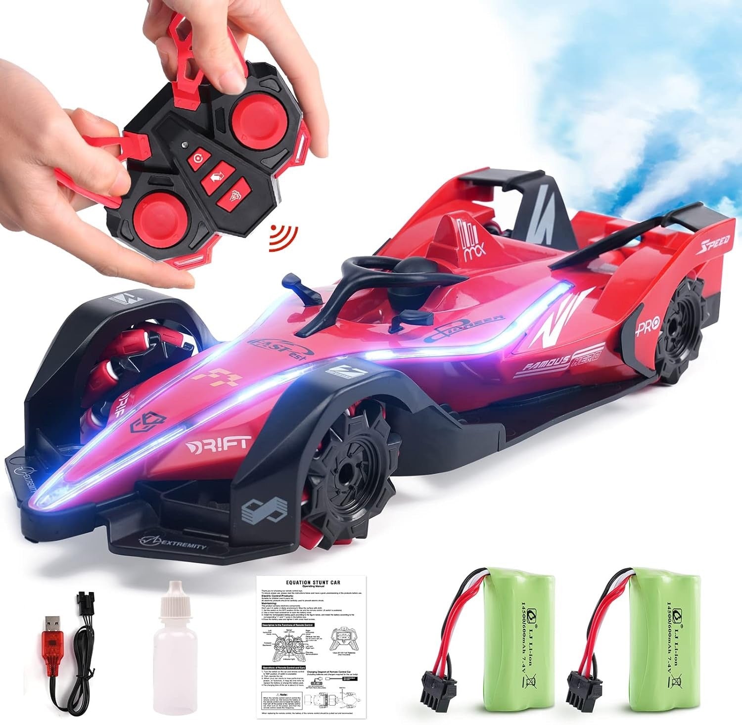 F1 R/C Rechargeable Smoke Emitting 360° Twisting Traverse Off-Road All-Terrain Drift Stunt with Lights & Music, Rechargeable  Article No 3621 S 1695