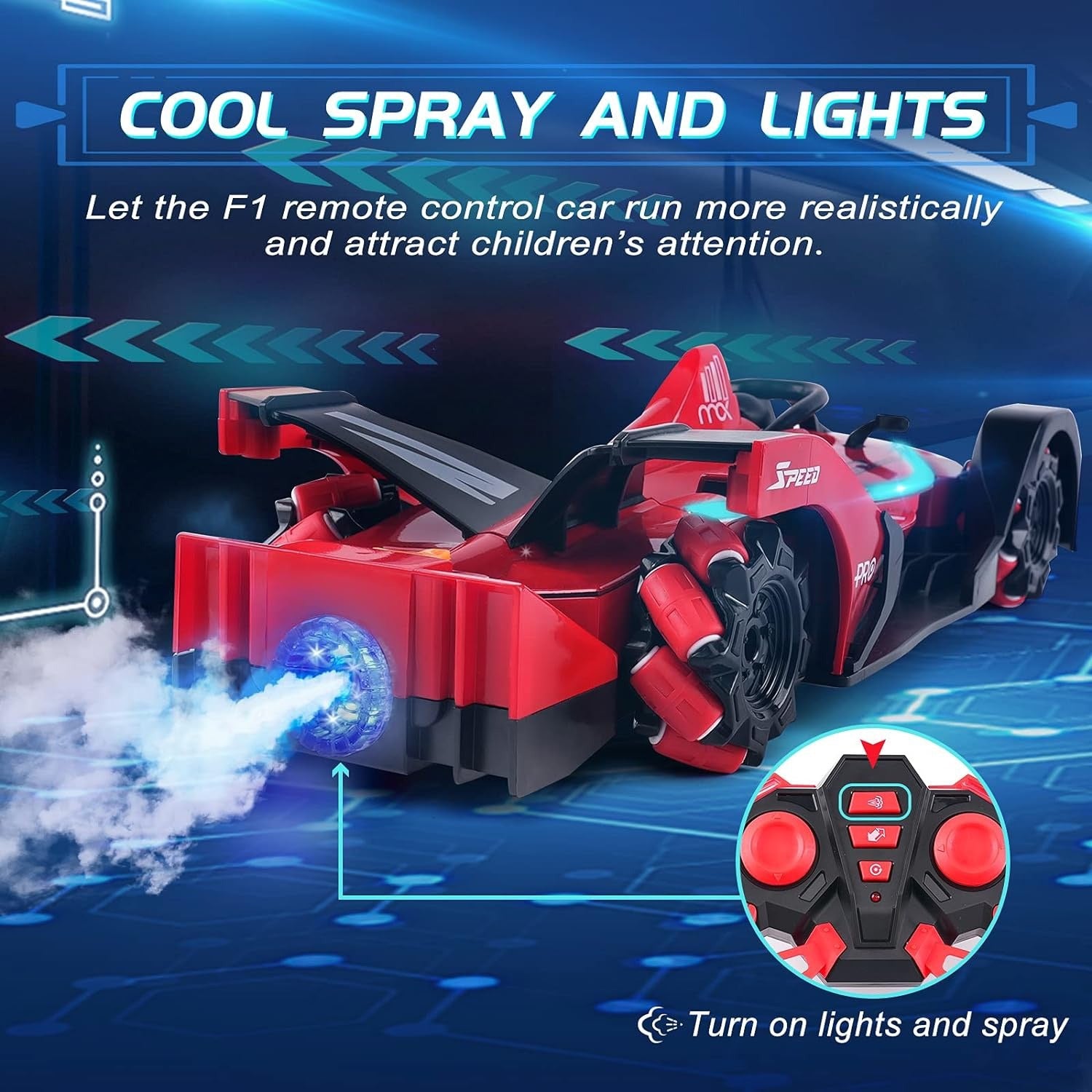 F1 R/C Rechargeable Smoke Emitting 360° Twisting Traverse Off-Road All-Terrain Drift Stunt with Lights & Music, Rechargeable  Article No 3621 S 1695