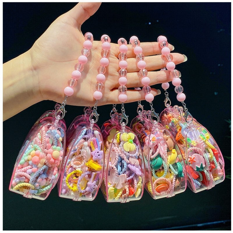 2024 New Pearl Box Flower Cartoon Scrunchie Girl Baby Rubber Band Kids Hair Tie Headband Article No 6520      S125