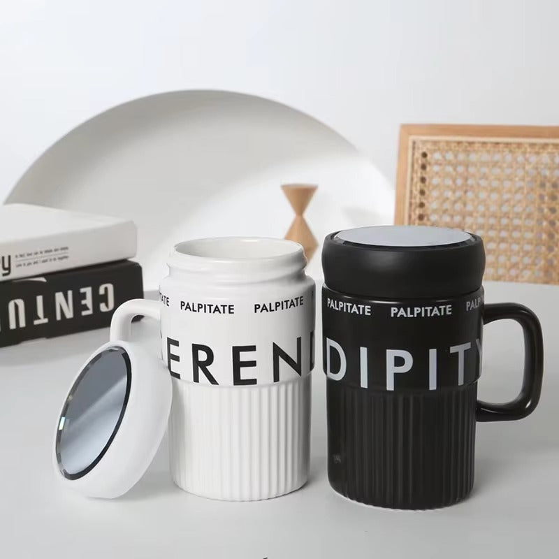 English Letters Mirror Mug Personality Vertical Stripe Light Luxury Cup Article No 1097       325
