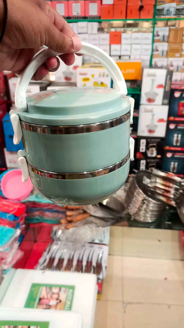 Small Size Stainless Steel 1400ml Lunch Box - Heavy Duty Double Layer Food Container  Article No 3646      S425