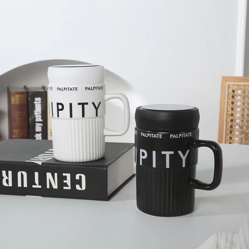 English Letters Mirror Mug Personality Vertical Stripe Light Luxury Cup Article No 1097       325