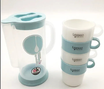 Plastic Water Jug pitcher with Four cups with handle, Transparent juice, tea milk , for parties function crockeryArticle No 5672     S125