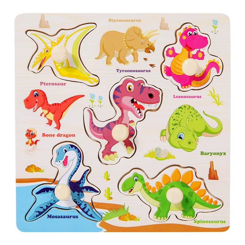 Wooden Cartoon Vehicle Animals Fruits Pegged Puzzles  Article No 3606       S97