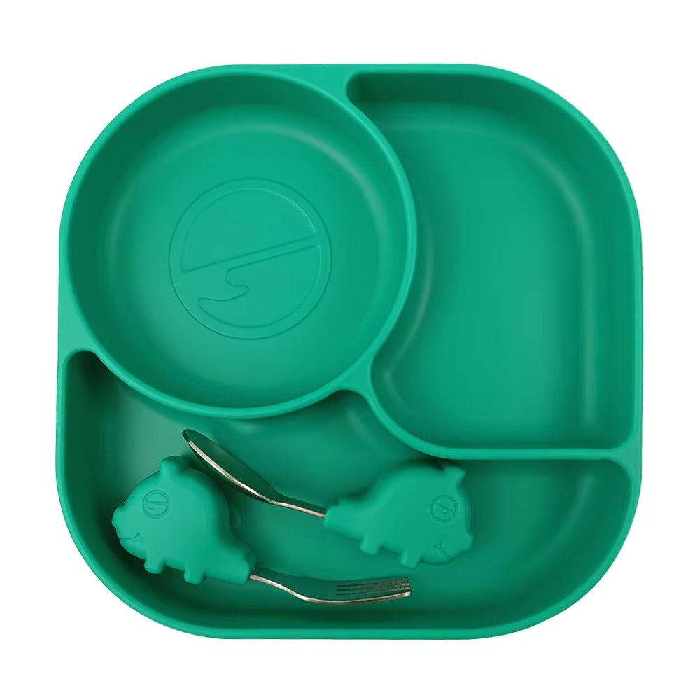 Silicone Bebe Feeding Set Suction Plate BPA Free 100% Food Grade Anti-Fall Dining Plates Toddler Silicone Tableware Kit RTSArticle No 4706     S65