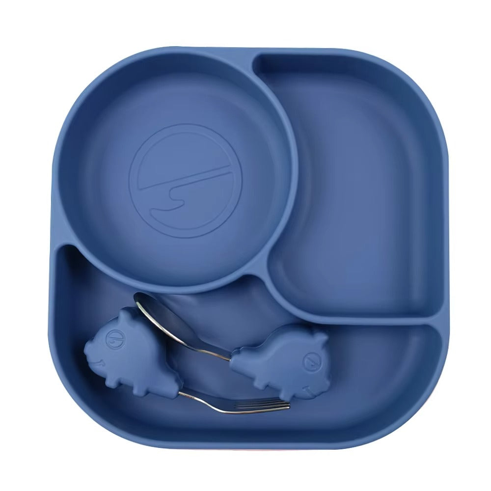 Silicone Bebe Feeding Set Suction Plate BPA Free 100% Food Grade Anti-Fall Dining Plates Toddler Silicone Tableware Kit RTSArticle No 4706     S65