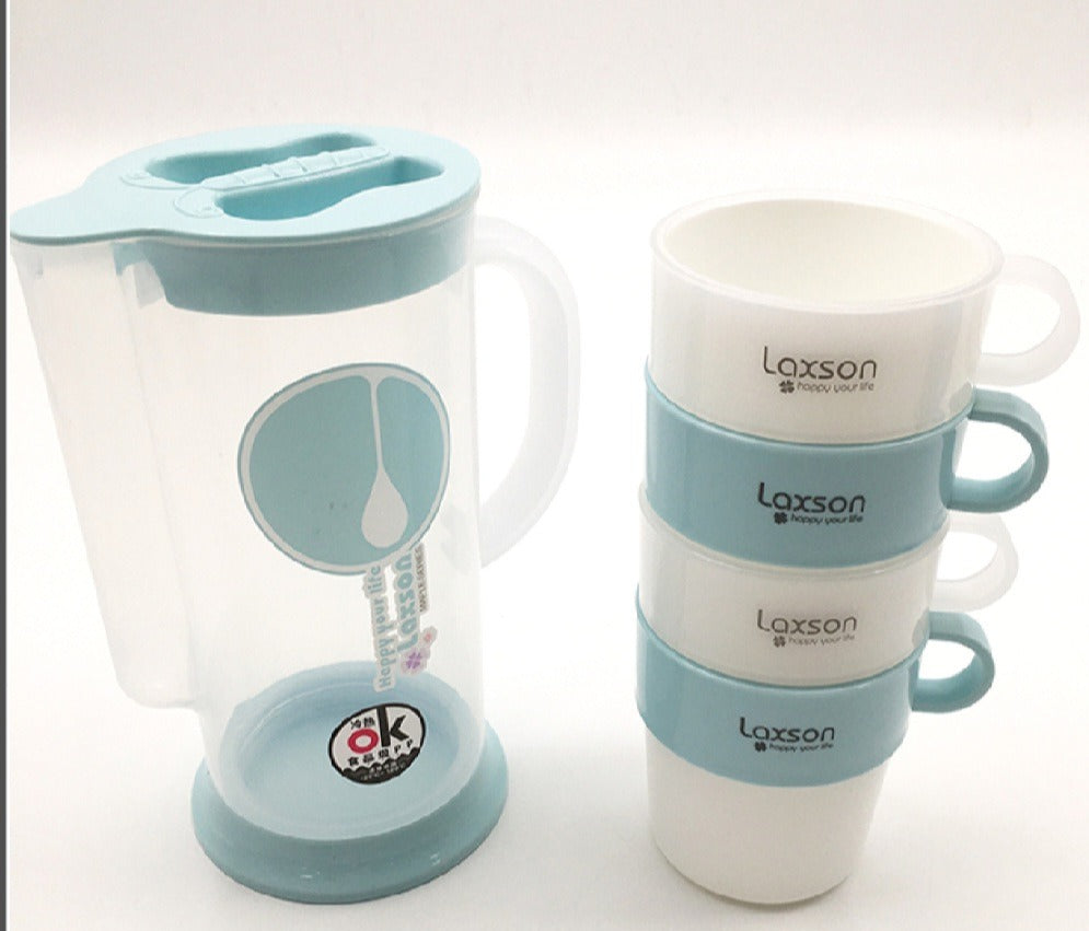 Plastic Water Jug pitcher with Four cups with handle, Transparent juice, tea milk , for parties function crockeryArticle No 5672     S125