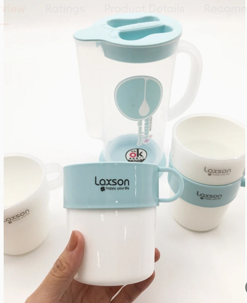 Plastic Water Jug pitcher with Four cups with handle, Transparent juice, tea milk , for parties function crockeryArticle No 5672     S125