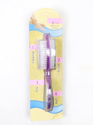 4 in 1 Pedicure Pumice Stone for Feet Foot Hand Toe Nail Cleaning Brush Metal File Manicure Pedicure MulticolorArticle No 5681       S50