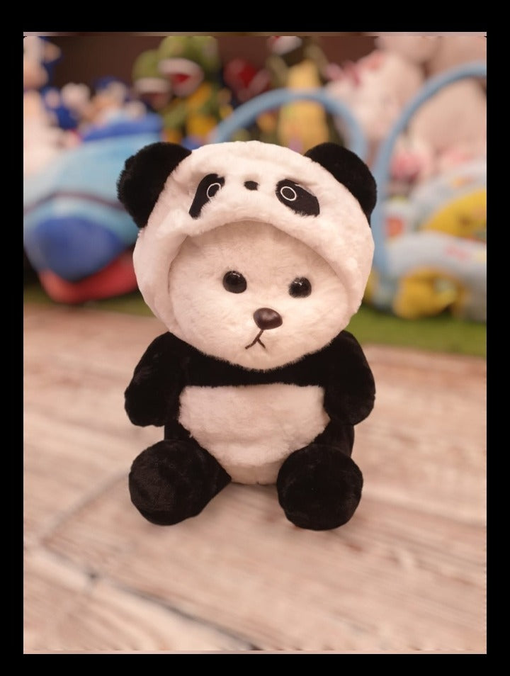 Cap Removing Soft Panda Plush Toys Cute Panda Stuffed Toy Best for Gifting and Decor (White Black) 35 cm