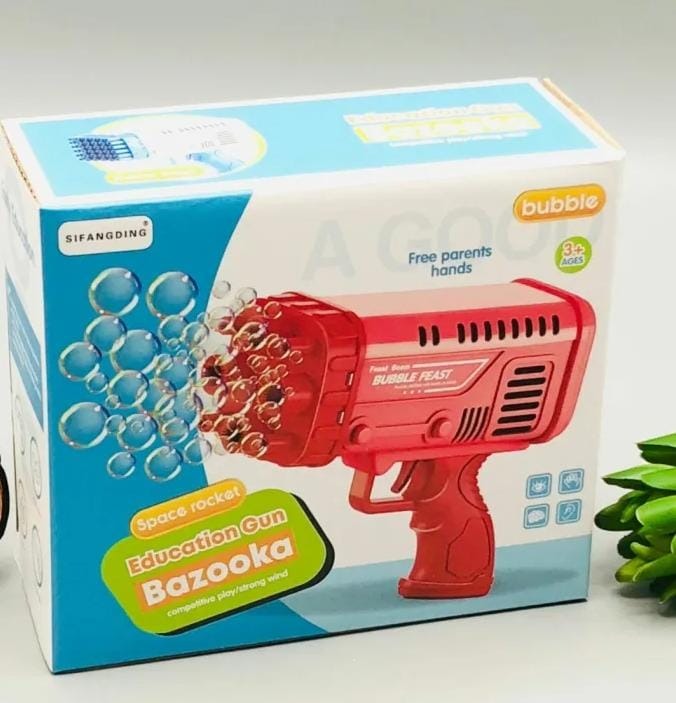 2-in-1Electric Bazooka Boom Feast Bubble Gun Perfect Party Gift for Kids Space Rocket Bazooka Bubble Gun Electric Automatic Bubble Makers Bubbles Machine Toys Gun Toy For Pool Party Summer Vacations Birthday Party Perfect Gift for Kids Battery Operated