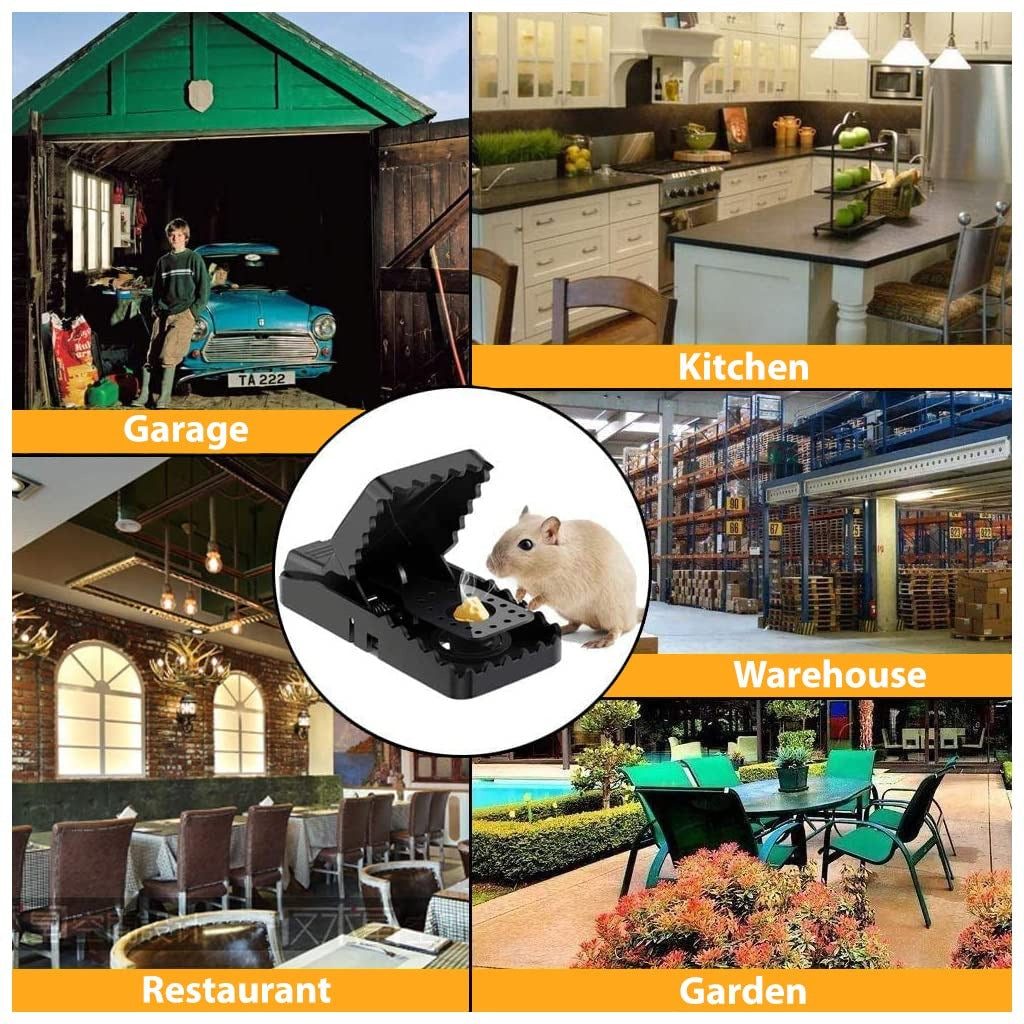 Reusable Plastic Portable Mouse Trap Snap Quick Kill Mice Rodent Rat Killer Catcher Effective Sensitive Reusable Durable and Sanitary Traps, Household Catch Rats Mice Mouse (Black, Pack of 1,2,3)