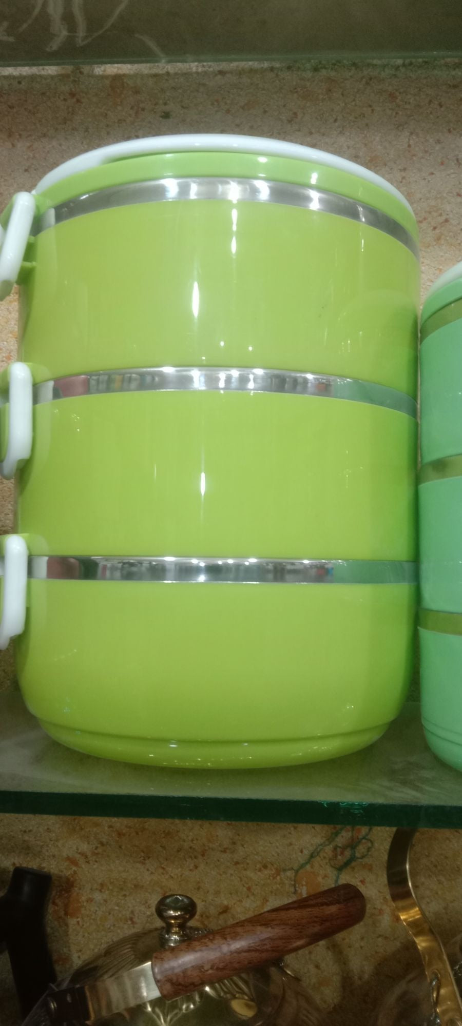 lunch box 3pcs Professional Lunch Box stainless steel plastic body hot and cold Large size Article No 3653       S480