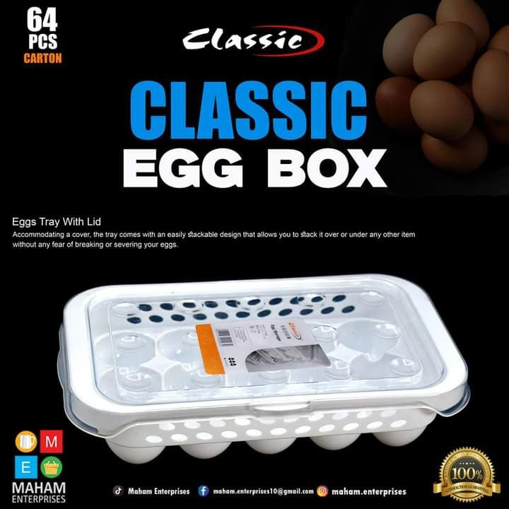 Classic Eggs Tray with Lid - capacity 15 egg - Pure High Quality plastic eggs tray Article No 4590 S100