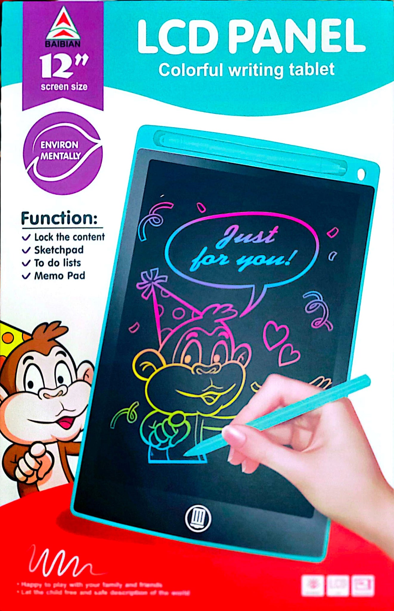 Multicolor 10" | 12" Display LCD Drawing Writing Tablet for Kids & Adults with Pen | Eraseable Colorfu| l Doodle Pad | E-writer Digital Memo Pad | Random Color