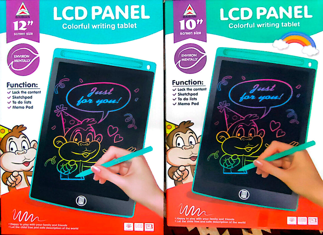 Multicolor 10" | 12" Display LCD Drawing Writing Tablet for Kids & Adults with Pen | Eraseable Colorfu| l Doodle Pad | E-writer Digital Memo Pad | Random Color