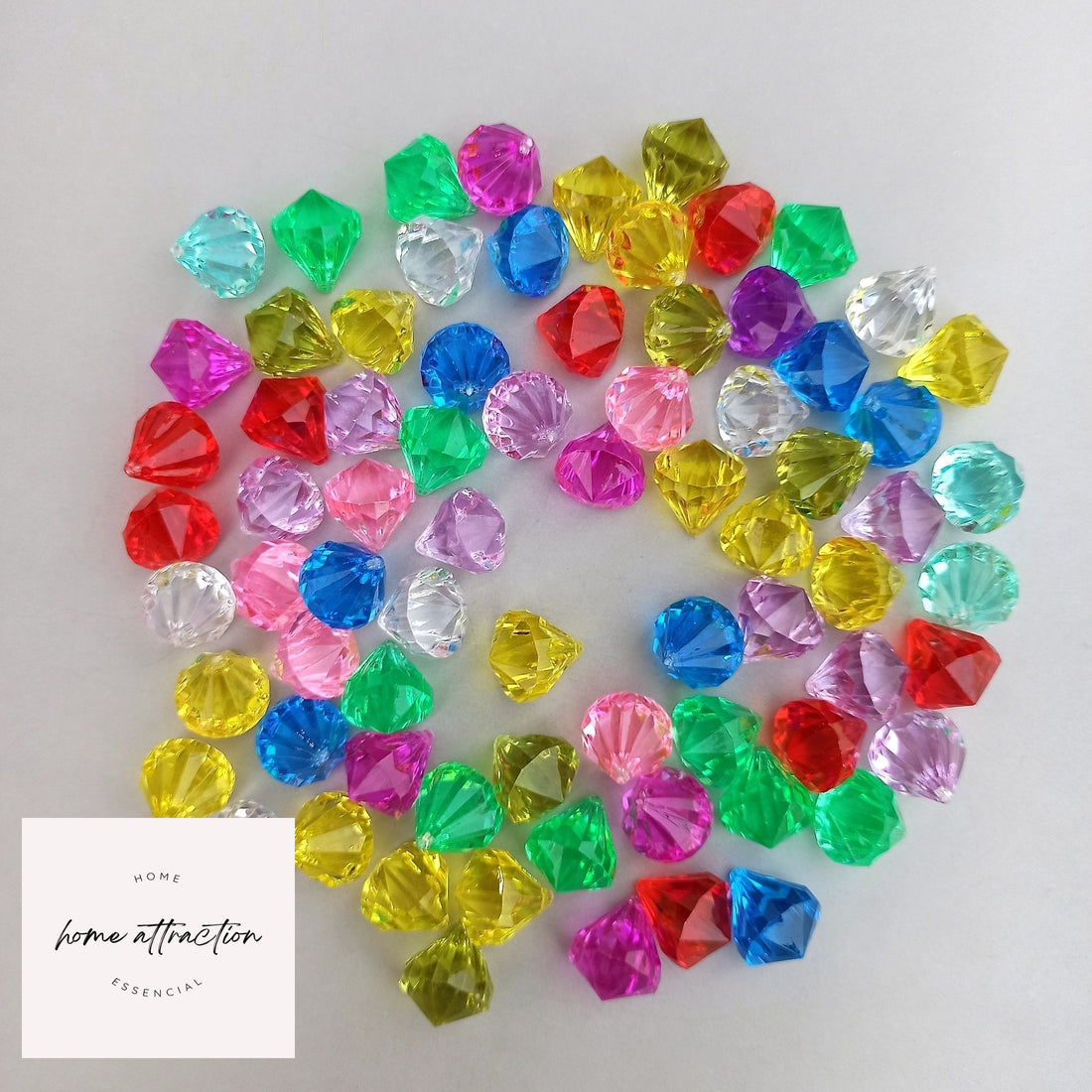 Acrylic Crystal Multicolor Transparent Plastic Color Stones, Pebbles