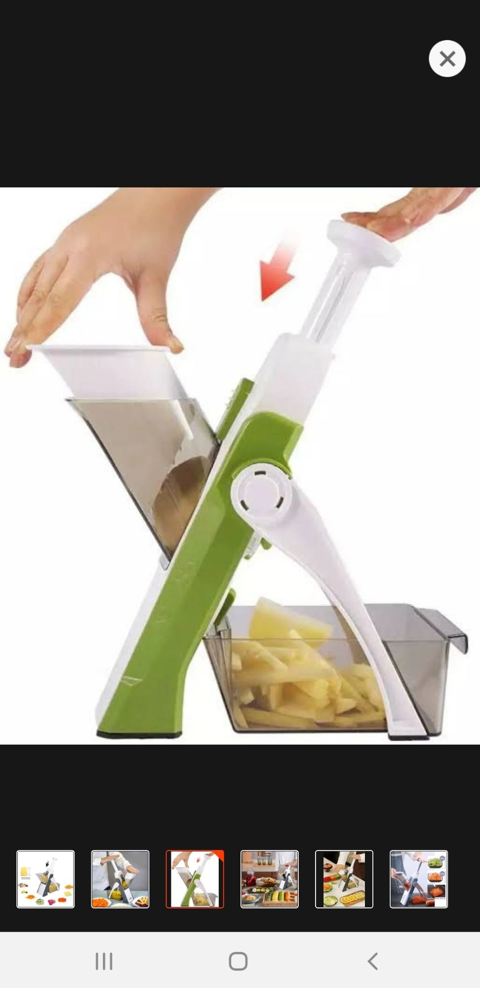 Plush Mandoline Vegetable Slicer 35 Different Thickness Settings 5 in 1. lays chips cutt regular cut Fruit Cutter plus Vegetable Cutter Quick Meal Prep Article No 6947         S545