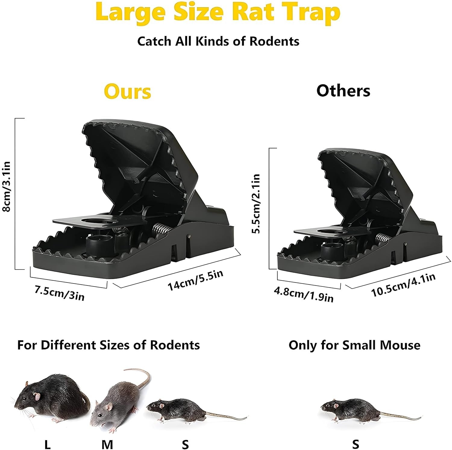Reusable Plastic Portable Mouse Trap Snap Quick Kill Mice Rodent Rat Killer Catcher Effective Sensitive Reusable Durable and Sanitary Traps, Household Catch Rats Mice Mouse (Black, Pack of 1,2,3)