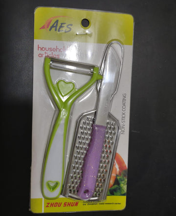 3in1 Kitchen Tool Set (Peeler, Grater, Knife) With Non-stick Coating #2958