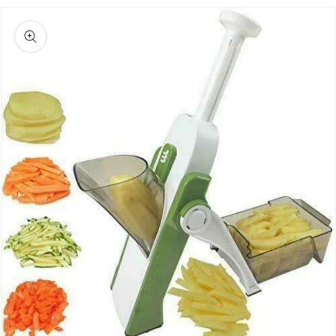 Plush Mandoline Vegetable Slicer 35 Different Thickness Settings 5 in 1. lays chips cutt regular cut Fruit Cutter plus Vegetable Cutter Quick Meal Prep Article No 6947         S545