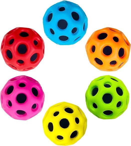 Space Ball, Rubber Bouncing Ball, 2.6 inch Super high Bouncing Space Ball, Helps Improve Hand-Eye Coordination Sensory Skills, Easy to Grip and Catch Bouncing Ball Space Ball Space Theme Bouncy Balls High Resilience Hole Ball Mini Bouncing Ball Toy Space