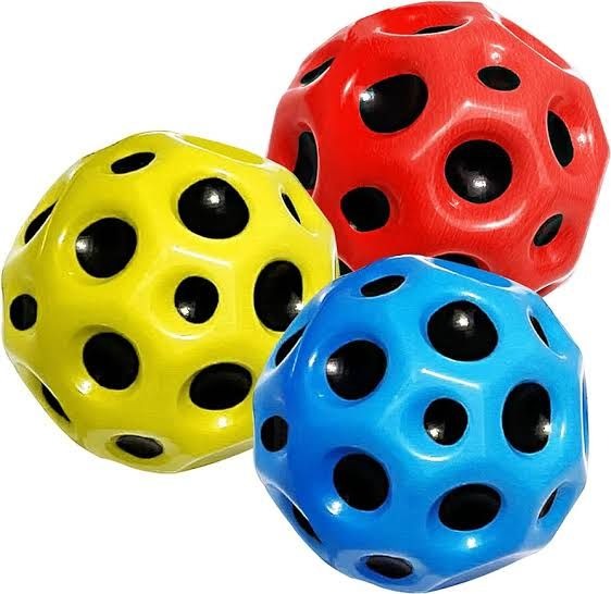Space Ball, Rubber Bouncing Ball, 2.6 inch Super high Bouncing Space Ball, Helps Improve Hand-Eye Coordination Sensory Skills, Easy to Grip and Catch Bouncing Ball Space Ball Space Theme Bouncy Balls High Resilience Hole Ball Mini Bouncing Ball Toy Space