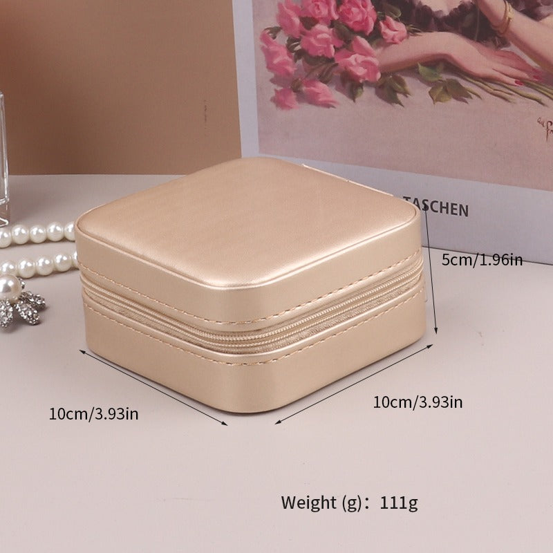 Jewellery box/Leather Jewellery Organizer Box with Zipper | Ear Rings & Necklace_Bracelets Holder | Small Jewelry Box Vanity Hanger Stand Velvet/Travel-Ready: Leather Jewelry Case