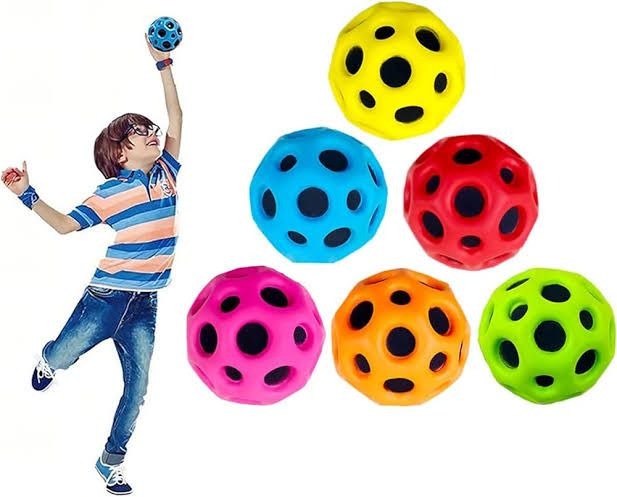 Space Ball, Rubber Bouncing Ball, 2.6 inch Super high Bouncing Space Ball, Helps Improve Hand-Eye Coordination Sensory Skills, Easy to Grip and Catch Bouncing Ball Space Ball Space Theme Bouncy Balls High Resilience Hole Ball Mini Bouncing Ball Toy Space