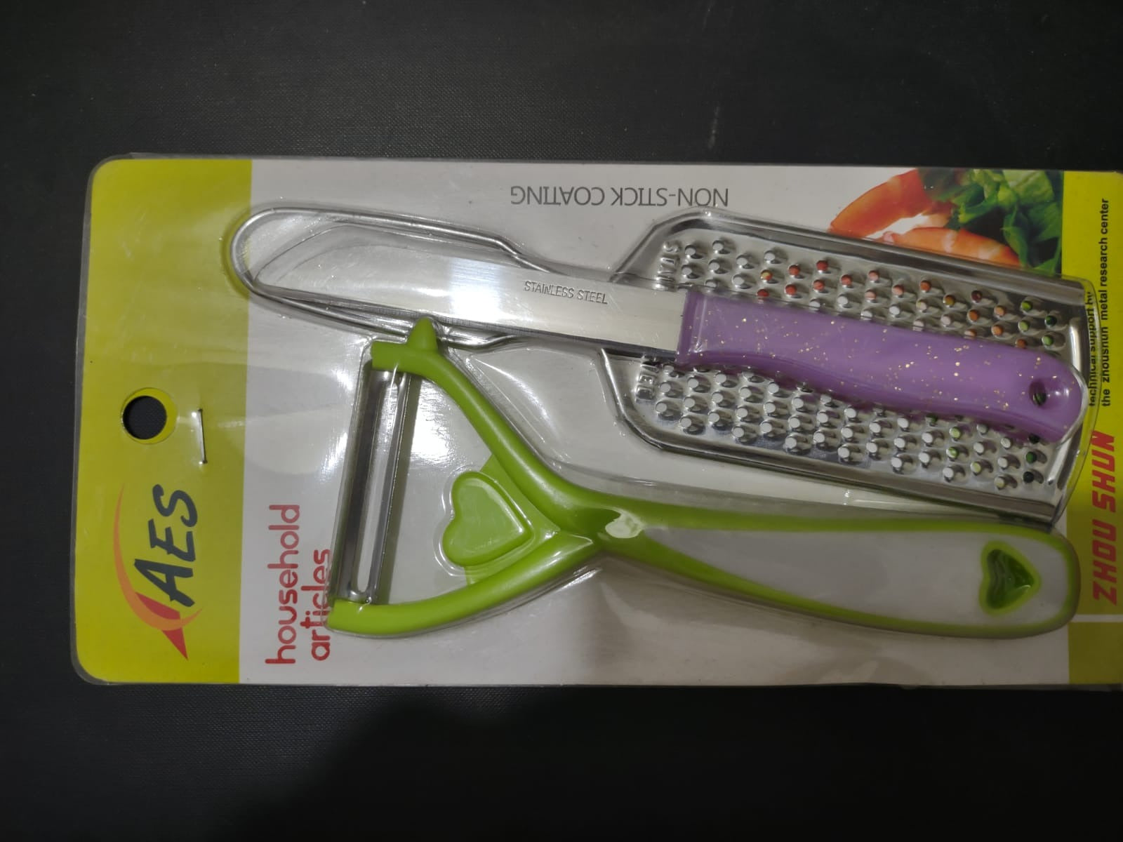 3in1 Kitchen Tool Set (Peeler, Grater, Knife) With Non-stick Coating #2958