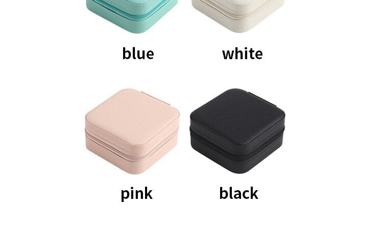 Jewellery box/Leather Jewellery Organizer Box with Zipper | Ear Rings & Necklace_Bracelets Holder | Small Jewelry Box Vanity Hanger Stand Velvet/Travel-Ready: Leather Jewelry Case