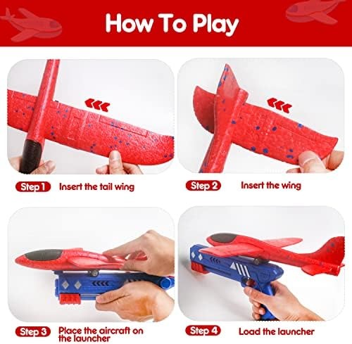 Airplane Launcher Toys, 2 Pcs One-Click Foam Catapult Glider Plane for Birthday Gifts, Flying Bubble Airplane Toys for Boys Girls Kids 3+