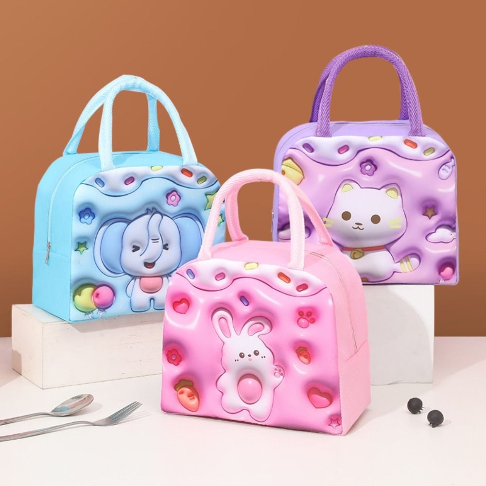 Convenience Oxford Cloth 3D Stereoscopic Lunch Bag Thermal Bag Expansion Cartoon Lunch Bags Lunch Box Accessories Aluminum Foil Insulated Lunch Box Bags