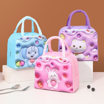 Convenience Oxford Cloth 3D Stereoscopic Lunch Bag Thermal Bag Expansion Cartoon Lunch Bags Lunch Box Accessories Aluminum Foil Insulated Lunch Box Bags