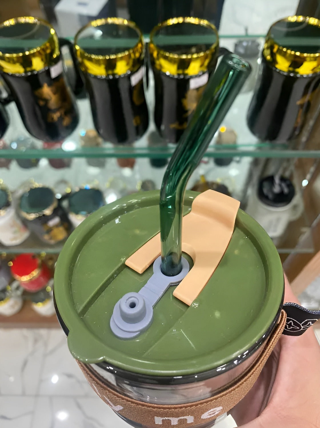 400ML Coffee Cup Creative High-Value Portable Glass Coffee Cup With Straw and Lid Iced Tea Cup Thicken Wall Insulated Glass Cup with Protect Sleeve