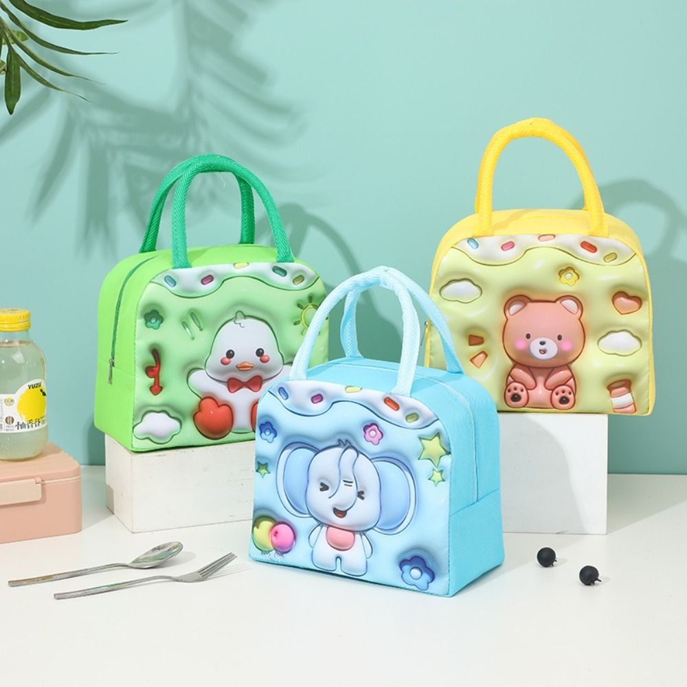 Convenience Oxford Cloth 3D Stereoscopic Lunch Bag Thermal Bag Expansion Cartoon Lunch Bags Lunch Box Accessories Aluminum Foil Insulated Lunch Box Bags