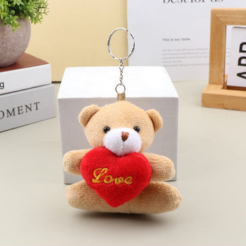 Cute Hug Heart Animal Plush Toy Cartoon Bear Elephant Rabbit Frog Doll Pendant Keychain Backpack Car Bag Key Ring Decor