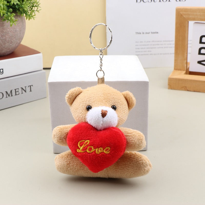 Cute Hug Heart Animal Plush Toy Cartoon Bear Elephant Rabbit Frog Doll Pendant Keychain Backpack Car Bag Key Ring Decor