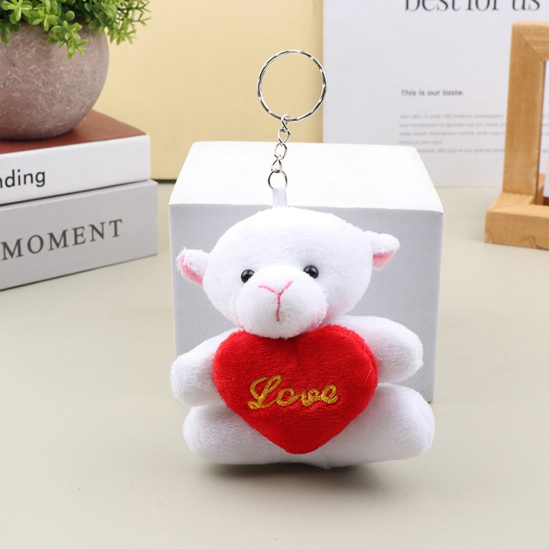 Cute Hug Heart Animal Plush Toy Cartoon Bear Elephant Rabbit Frog Doll Pendant Keychain Backpack Car Bag Key Ring Decor