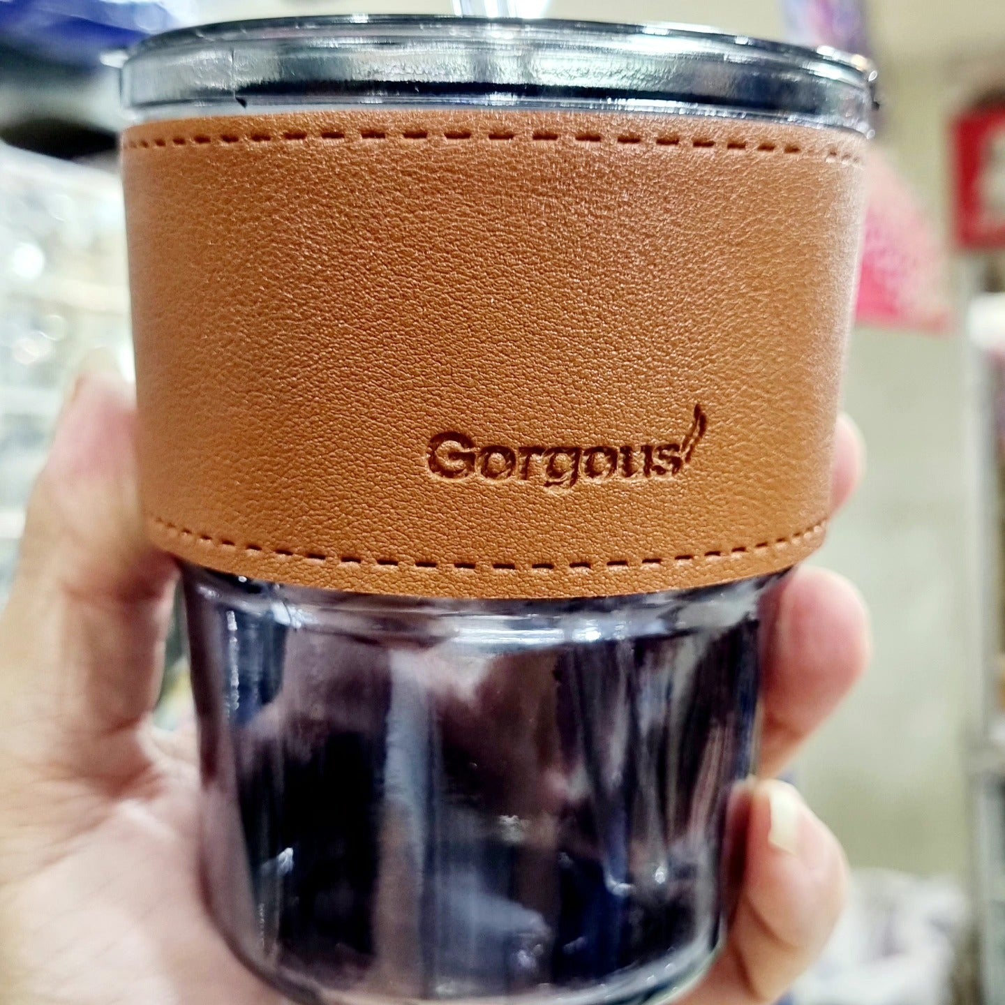 400ML Coffee Cup Creative High-Value Portable Glass Coffee Cup With Straw and Lid Iced Tea Cup Thicken Wall Insulated Glass Cup with Protect Sleeve