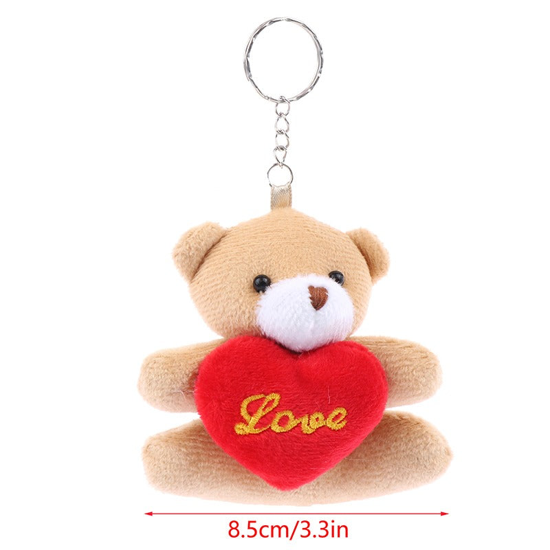 Cute Hug Heart Animal Plush Toy Cartoon Bear Elephant Rabbit Frog Doll Pendant Keychain Backpack Car Bag Key Ring Decor