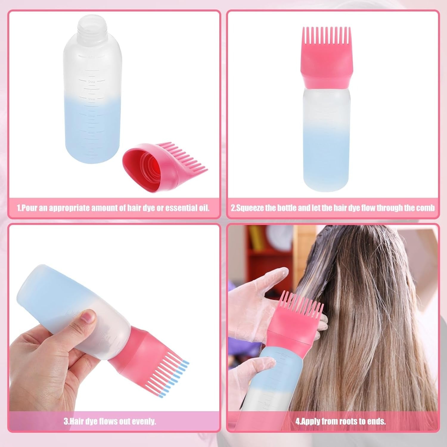 Hair Dye Bottle - Hair Dye Bottle with Comb - Hair Comb Applicator Bottle - Dyeing Bottles Combs - Hair Colouring, Oiling, Dye and Scalp Treatment Bottle (160 ml)Article No 4784      S55