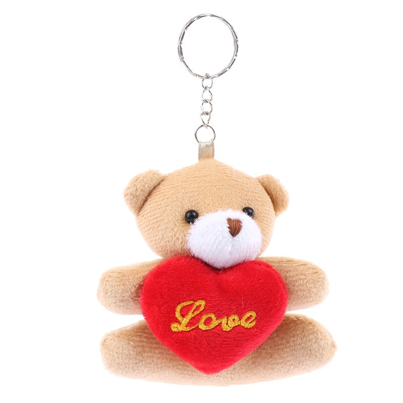 Cute Hug Heart Animal Plush Toy Cartoon Bear Elephant Rabbit Frog Doll Pendant Keychain Backpack Car Bag Key Ring Decor