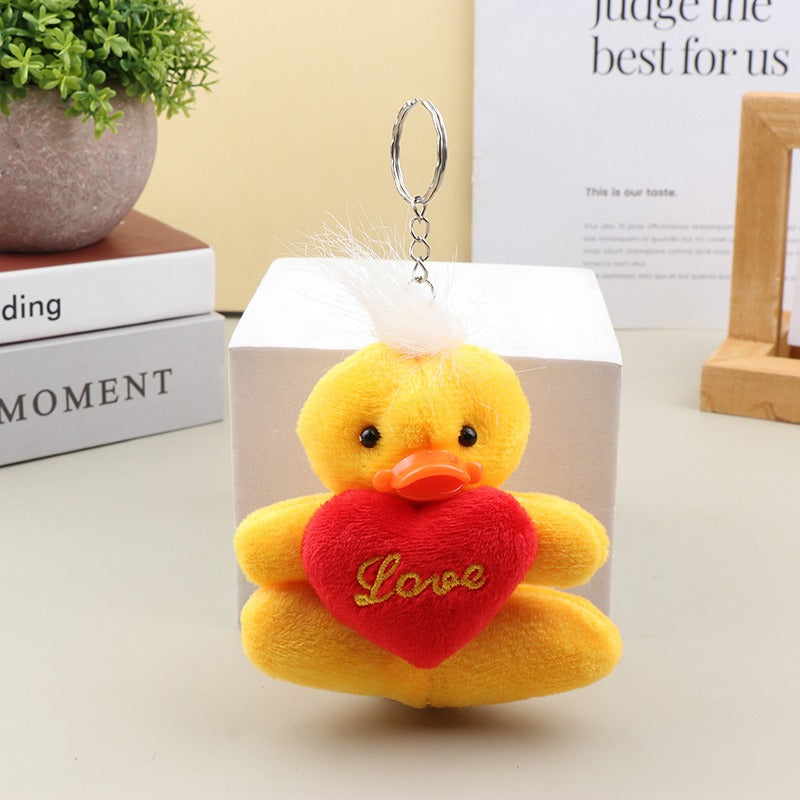 Cute Hug Heart Animal Plush Toy Cartoon Bear Elephant Rabbit Frog Doll Pendant Keychain Backpack Car Bag Key Ring Decor